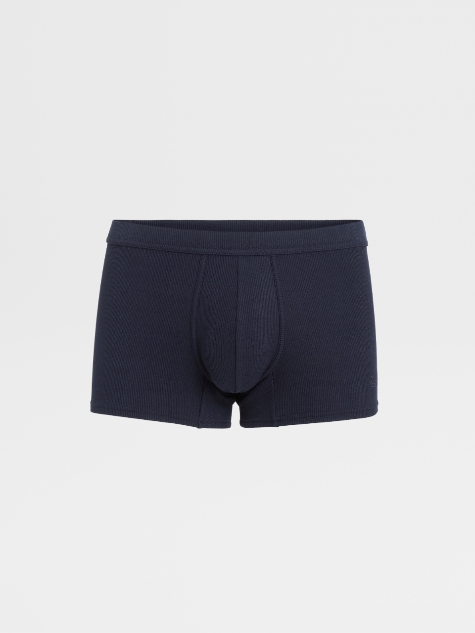 Navy Blue Ribbed Stretch Modal and Cashmere Trunks